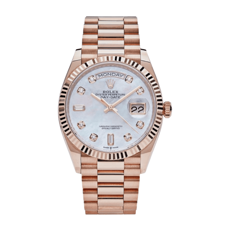 35-Rolexday-daterosegoldmotherofpearldiamonddial36mm_d6f4316a-ffbd-4529-9c92-0a4eeb5a9ec2.png Day-date rose gold mother of pearl diamond dial 36mm - Image 1